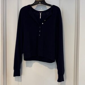 Free People Navy Porta Cashmere Sweater